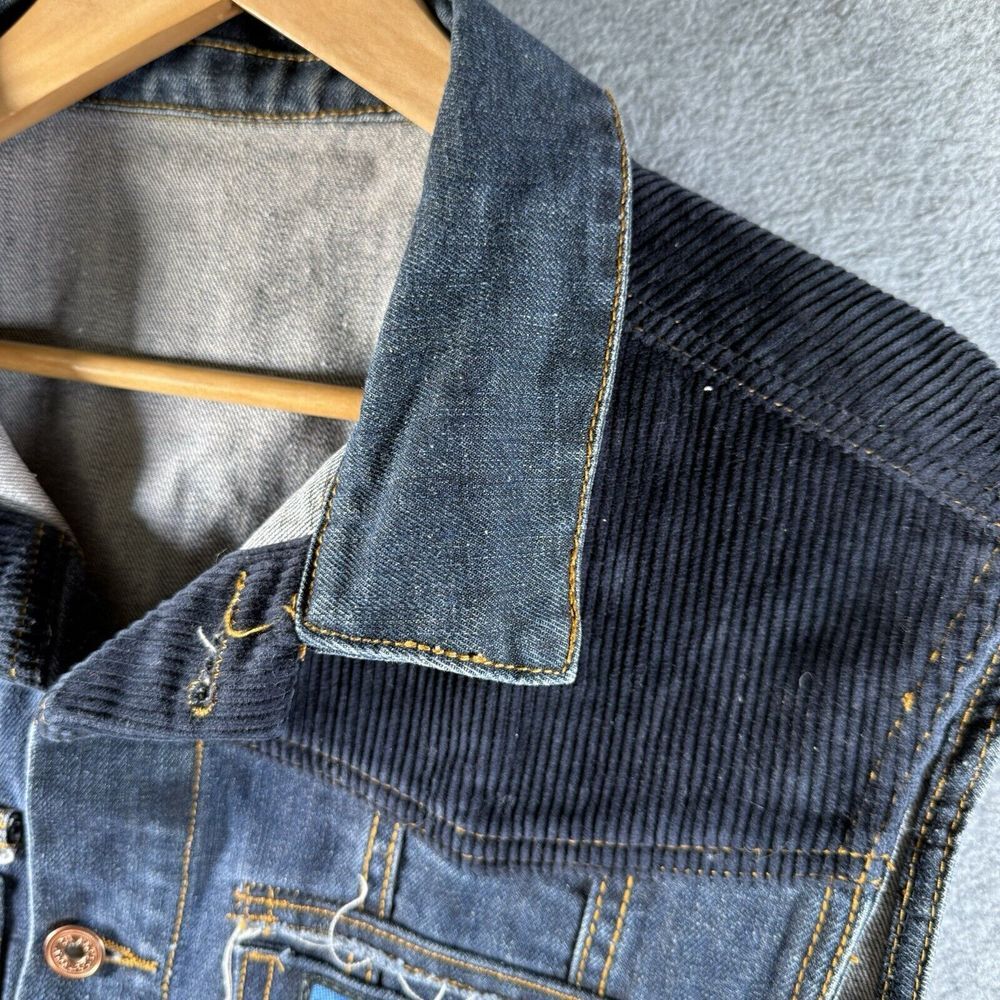 Rich Cotton Denim Nirvana Custom Corduroy Vest Patchwork Size 2XL XXL Distressed - Picture 11 of 12